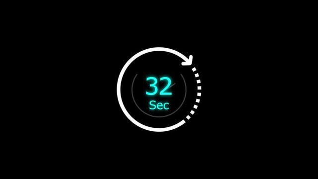 32 sec clock icon animation. Clock 32-second icon Digital and analog clock 32 seconds isolated on white background. and creating a stunning video.4k video.