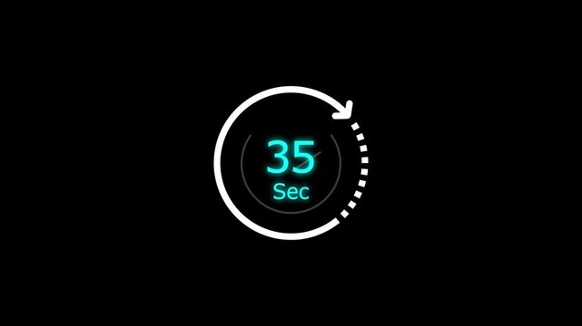 35 sec clock icon animation. Clock 35-second icon Digital and analog clock 35 seconds isolated on white background. and creating a stunning video.4k video.
