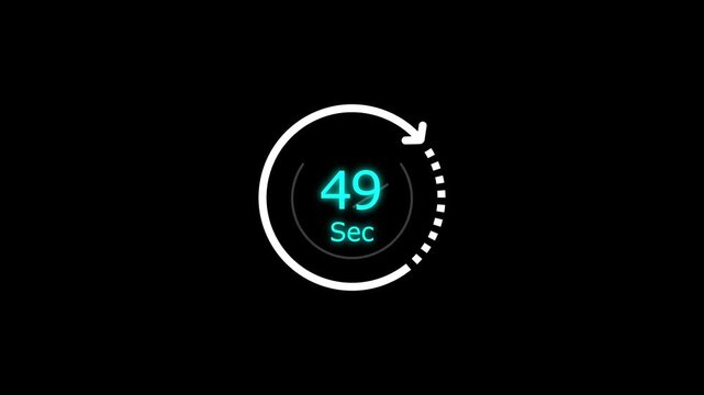49 Sec clock icon animation. Clock 49-seconds icon Digital and analog clock 49 seconds isolated on white background. and creating a stunning video.4k video.
