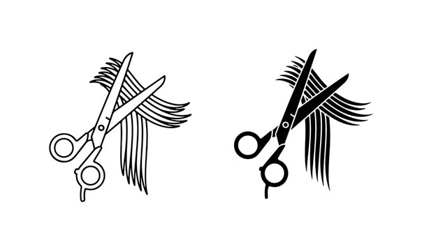 Hair Cutting Scissors Icon Set, Professional Barber Shears, Salon Tool Vector Graphics