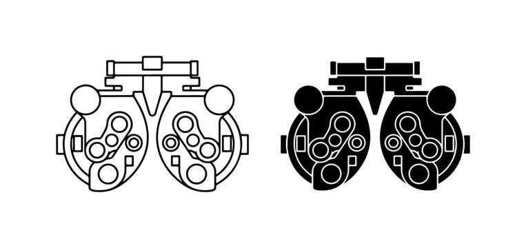 Optometry Phoropter Icons, Eye Exam Equipment, Vision Testing Tools, Clinical Devices