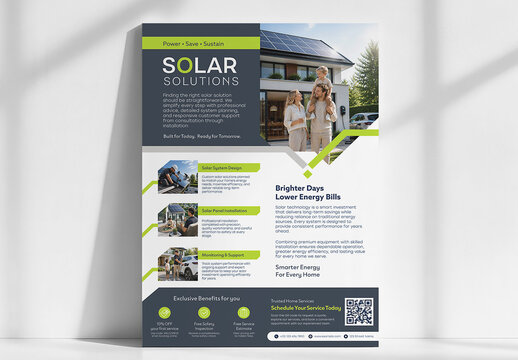 Modern Solar Energy Promotional Poster Template for Solar Panel Installation and Renewable Energy Services