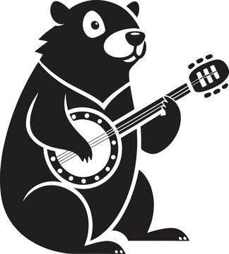 banjo beaver  animal vector icon  single isolated