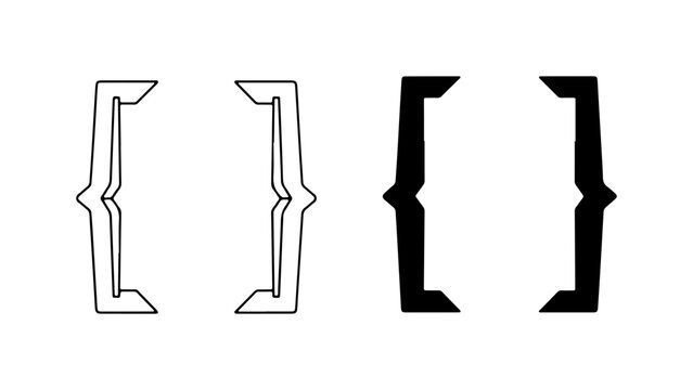 Set of Brackets, Curly Braces, and Parentheses Icons, Typography Symbols, Text Formatting Elements
