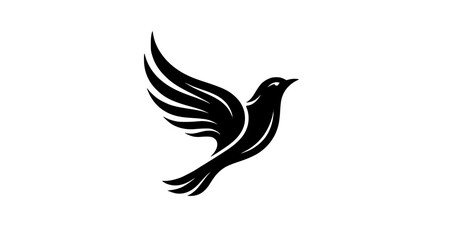 Obraz premium Modern Flying Bird Black Silhouette Vector for Creative Branding
