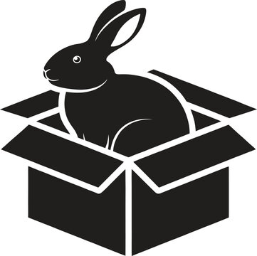 gift box rabbit  animal vector icon  single isolat