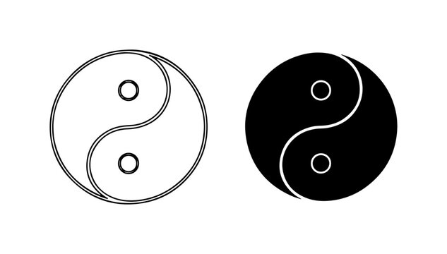 Yin Yang Symbol Vector Icons, Balance and Harmony Concepts, Black and White Spiritual Graphics