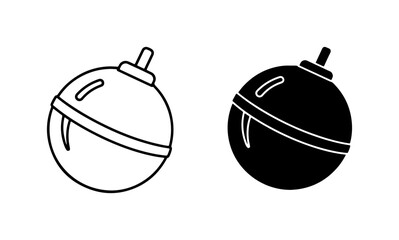 Fishing Bobber Icons, Buoy Floats, Round Fishing Tackle, Simple Vector Graphics © MD
