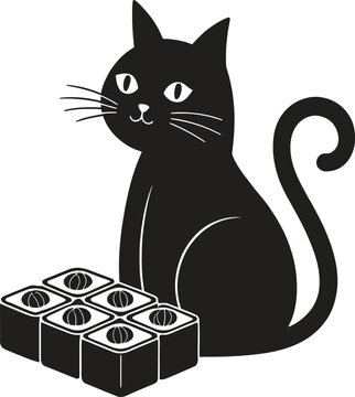sushi cat  animal vector icon  single isolated obj