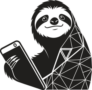 smartphone sloth  animal vector icon  single isola