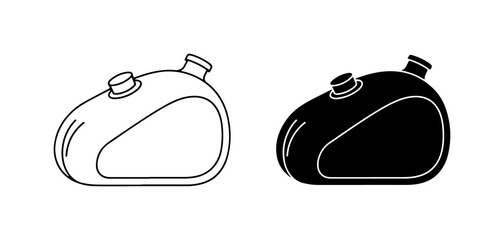 Vintage Motorcycle Fuel Tank Icons, Classic Chrome Gas Tank Vector Graphics, Retro Automotive Parts © Sifat