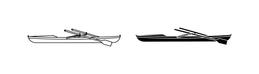 Rowing Boat Vector Icons, Scull and Oar Graphics, Water Sport Silhouette Collection © MD