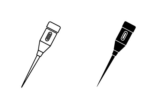 Digital Thermometer Icons, Food Probe Tool Vector Graphics, Kitchen Measurement Device Set