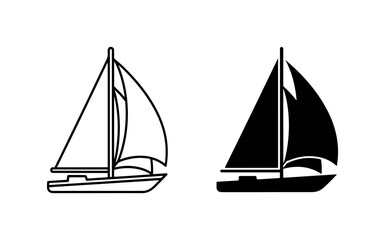 Fototapeta premium Sailboat Icons, Nautical Vector Graphics, Maritime Transportation Symbols, Sailing Boat Silhouette
