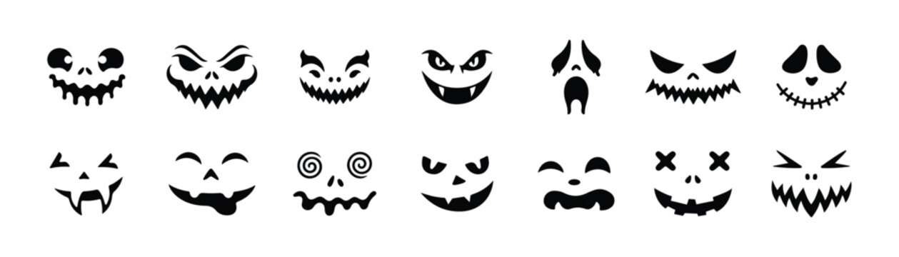 Monster Expression Icon Pack &ndash; Halloween Horror Face Collection, EPS 10