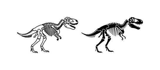 Dinosaur Skeletons, Tyrannosaurus Rex Fossils, Prehistoric Animal Anatomy, Vector Illustrations © Sanim