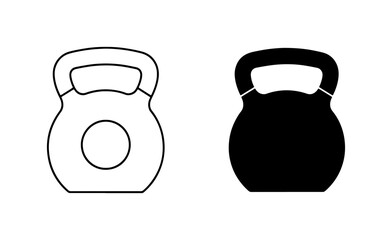 Fototapeta premium Kettlebell Icon Set, Fitness Equipment Vector Graphics, Strength Training Tool Illustrations