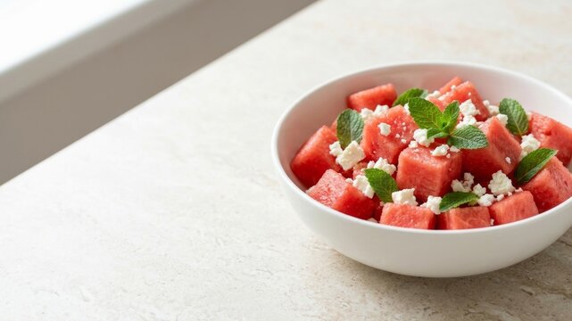 Fresh Watermelon Feta and Mint Summer Salad