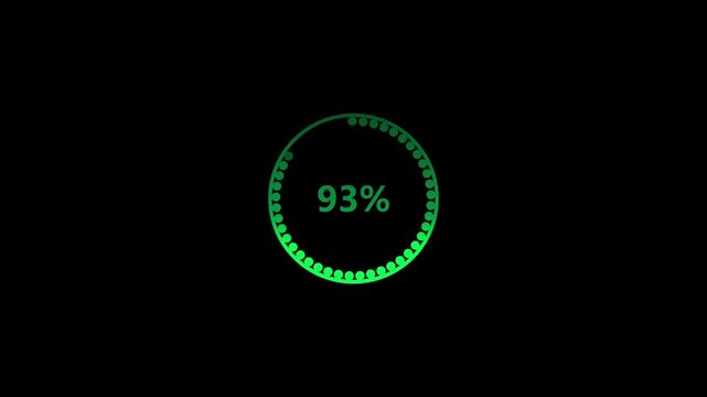 Loading progress circle animation green percentage meter loading