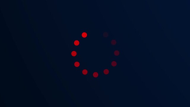 Rotating red dots loading animation on dark background.