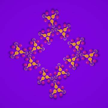 An abstract geometric 3D composition in the shape of a diamond