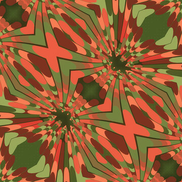 Luxury Teal and Orange 3D Radial Ornament Pattern