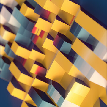 Energetic Glowing 3D Grid Abstract Incandescent Metal Matrix