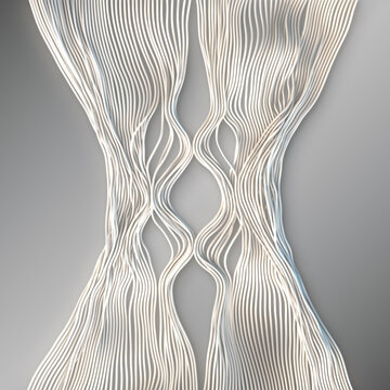 Abstract 3D white lines data flow gray background