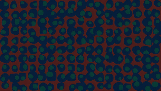 Abstract background with repeating dark blue circles on a textured dark red surface