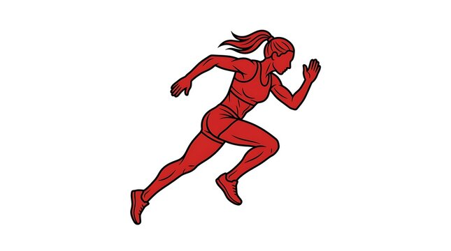 Dynamic female athlete sprinting in motion. Fast runner accelerating with intense focus and power.