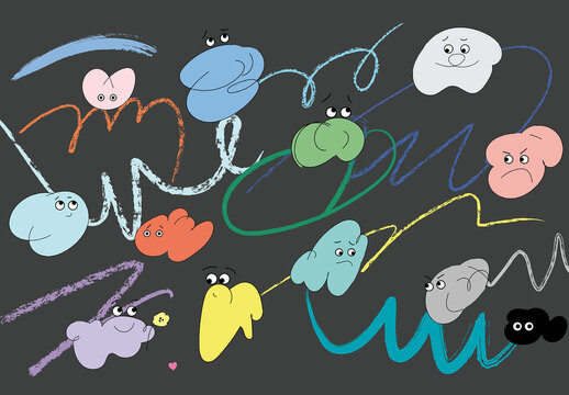 Fun Cute Poster With Different Emotions Layout