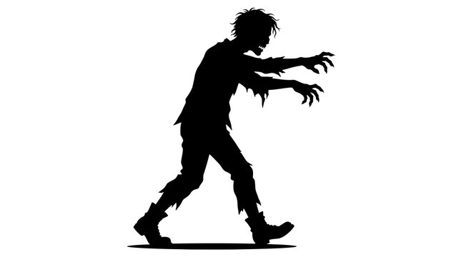 Scary zombie walking forward silhouette