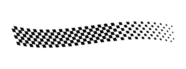 Wavy checkered banner with faded effect. Taxi or police car border. Rally flag texture. Motocross, karting or chess game competitions print. Start or finish concept. Vector graphic illustration © Andrii