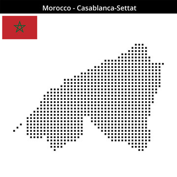 Map of Morocco region Casablanca-Settat in medium size square dots