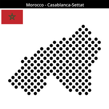 Map of Morocco region Casablanca-Settat in larger cross shaped dots