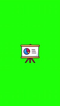 Hand drawn meeting board icon animation, business doodle style motion graphic with black outline sketch reveal, portrait format, perfect for presentation, office and design video projects