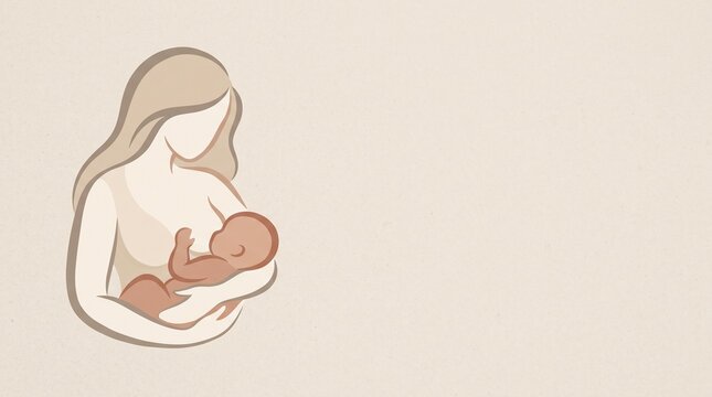 A gentle illustration depicting a mother breastfeeding her baby, symbolizing nurturing and unconditional love