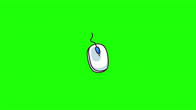 Hand drawn computer mouse icon animation, business doodle style motion graphic with black outline sketch reveal, perfect for technology, office and design video projects