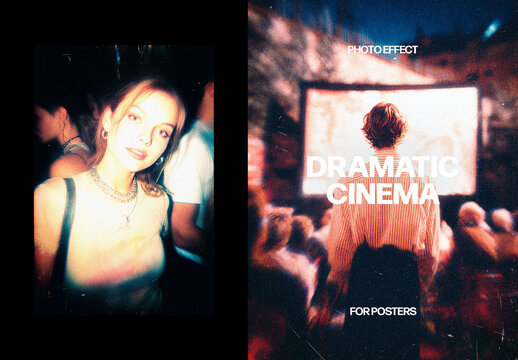 Vertical Dramatic Cinema Photo Effect For Poster And Print Design