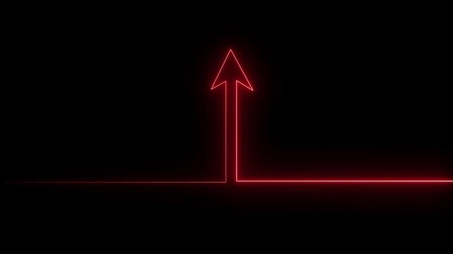 Abstract glowing neon business graph growth arrow up arrow Chart Pointing Up for Financial Success, Business Profit and Growth Concept Motion Graphics Loop..