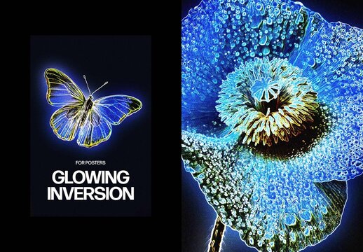Vertical Glowing Inversion Photo Effect For Poster And Print Design