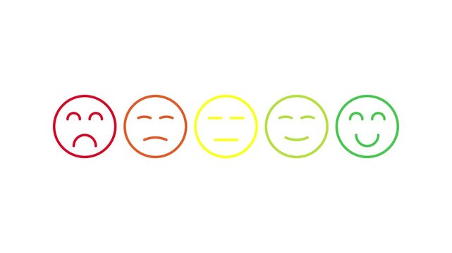 Colorful Smile Faces Displayed in a Row for Emotions and Mood Representation.