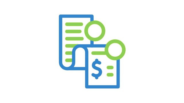 Financial invoice icon animation. Digital billing document with dollar sign motion graphic.