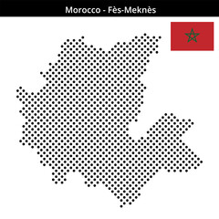 Fototapeta premium Map of Morocco region Fès-Meknès in medium sized cross shaped dots