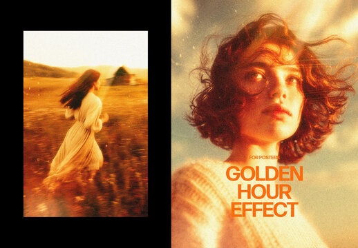 Vertical Golden Hour Photo Effect For Poster And Print Design