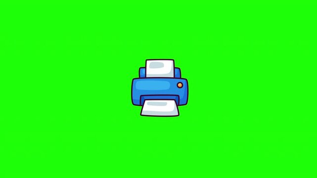 Hand drawn printer icon animation, business doodle style motion graphic with black outline sketch reveal,  perfect for office, technology and design video project