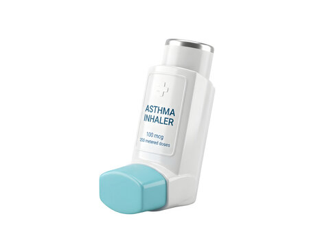 Asthma inhaler isolated on transparent background