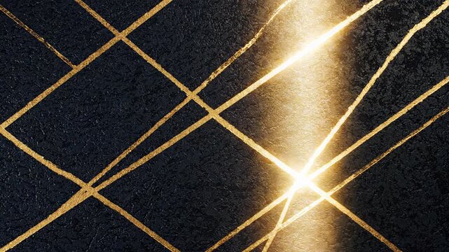Modern Luxury Sophistication Abstract Geometric Pattern, Gold Line Dark Background, Elegant Design, Dynamic Visuals, Light Beam, Sharp Angles, Intersecting Lines, Glowing Central Element for Enhanced