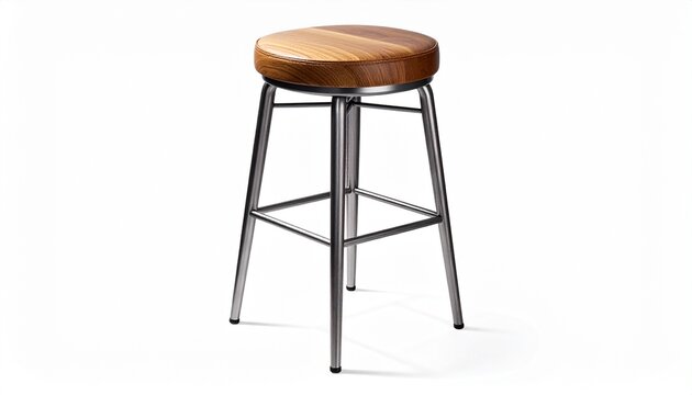 Minimalist wooden stool with metal legs
