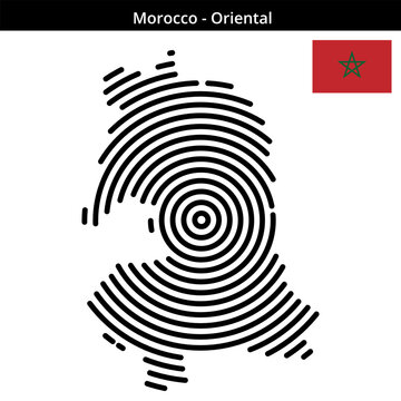 Map of Morocco region Oriental in larger concentric lines